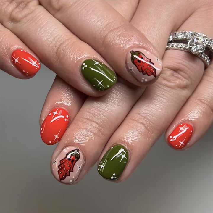Holiday-Inspired Press-On Nail Art Bowlift