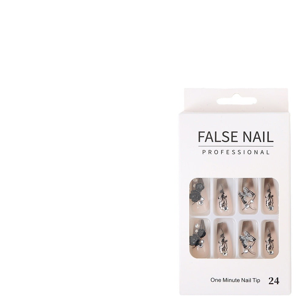 Decorative Press-On Nail Set with 3D Accents Bowlift