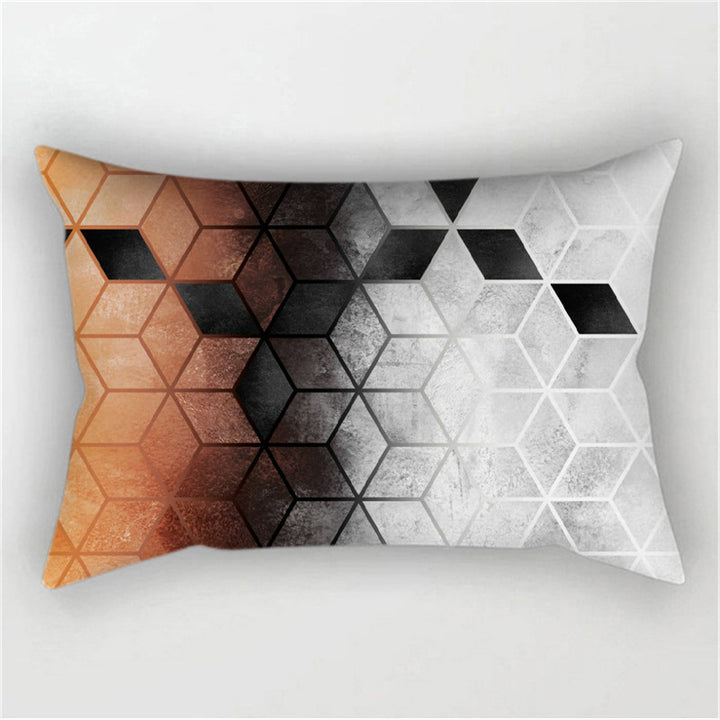 Rectangular decorative cushion cover with geometric cube pattern and soft microfiber Bowlift