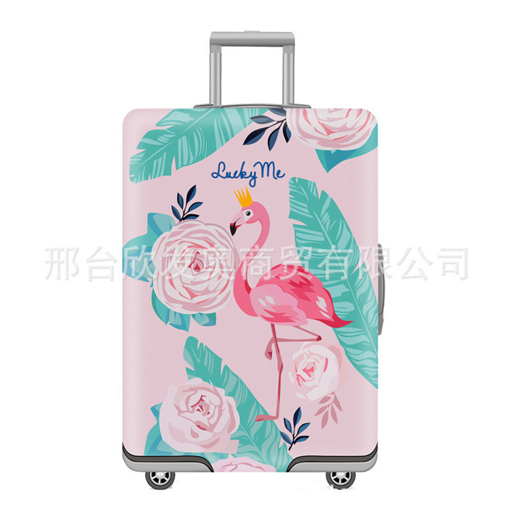Unisex nan elastic motif suitcase cover made of stretchable polyester with handle and wheel openings Bowlift