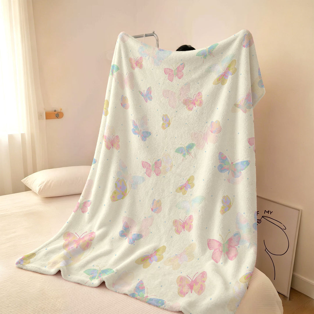 Cozy Butterfly Print Fleece Throw Blanket
