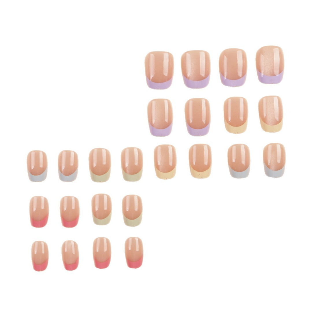 Artistic Colorful French Tip Press-On Nail Set Bowlift