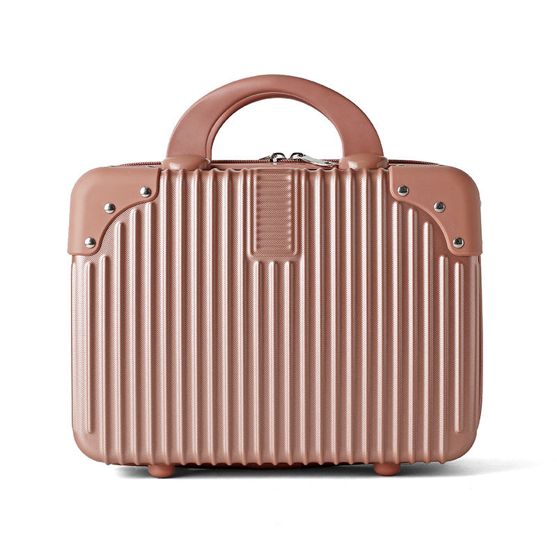 hard-shell travel cosmetic case with double-zip closure top handle and protective feet Bowlift