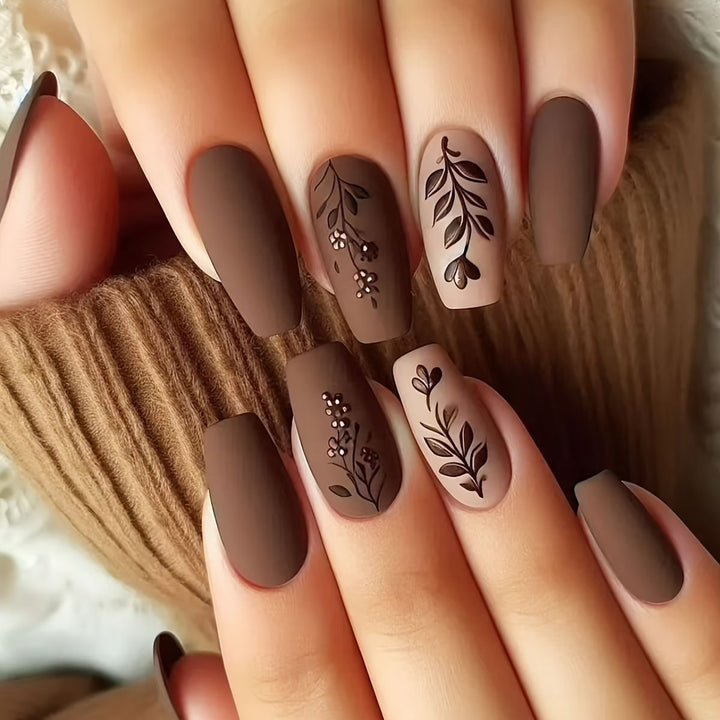 Floral Art Acrylic Nail Set Bowlift