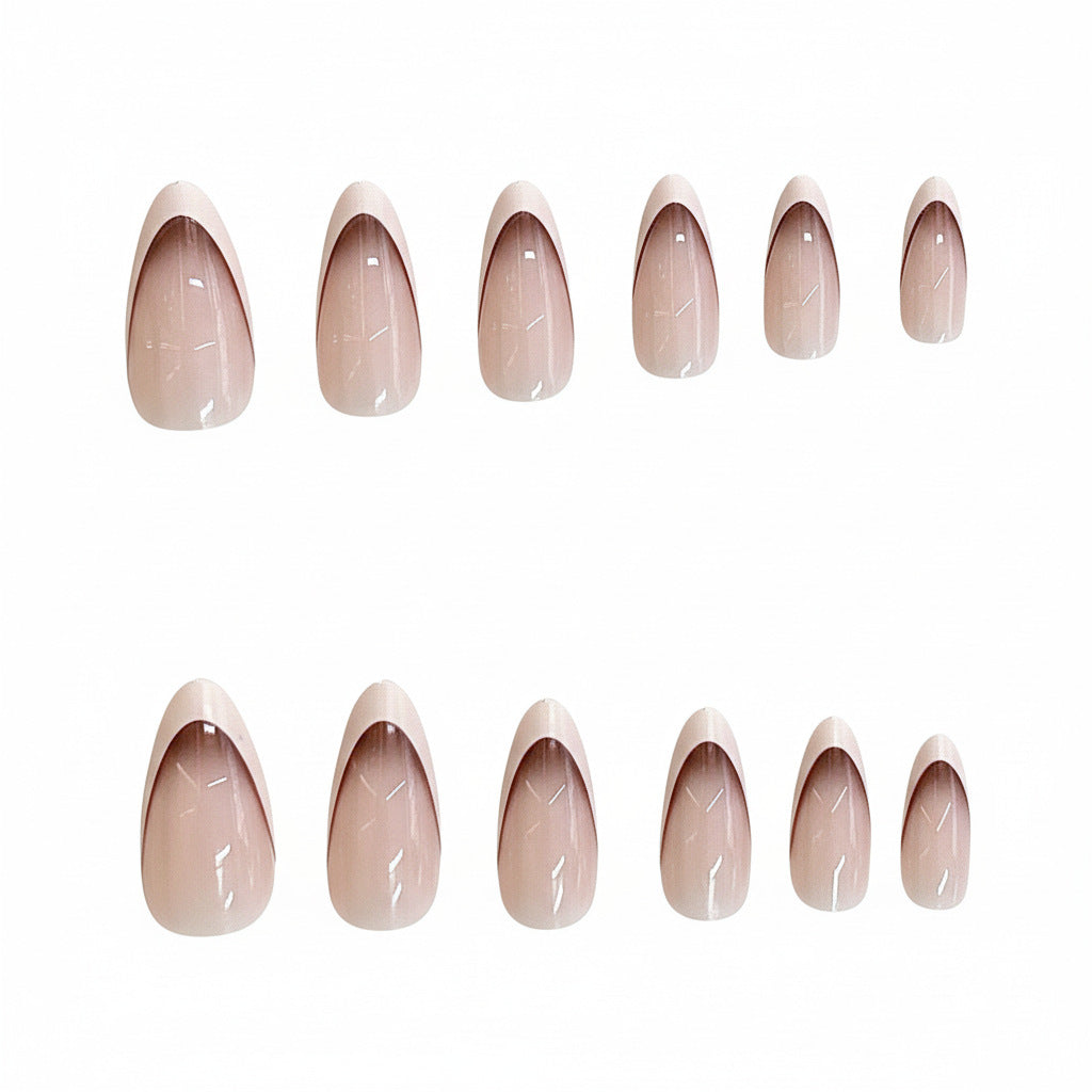 French Tip Almond-Shaped Press-On Nails Bowlift