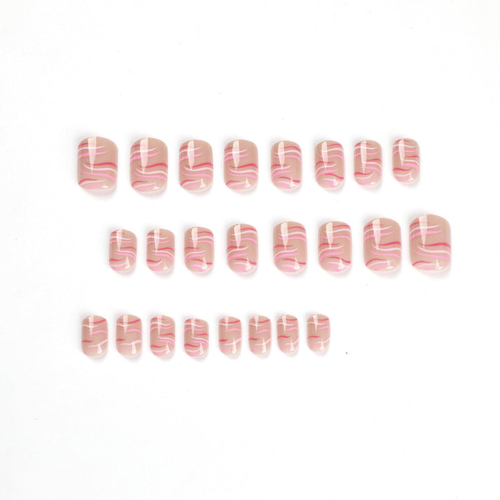 Artful Gel Nails with Elegant Wave Pattern Bowlift