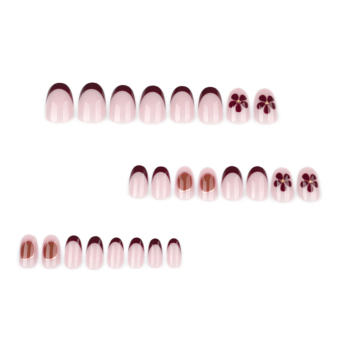Elegant Nail Art with Floral Accents and Golden Details Bowlift