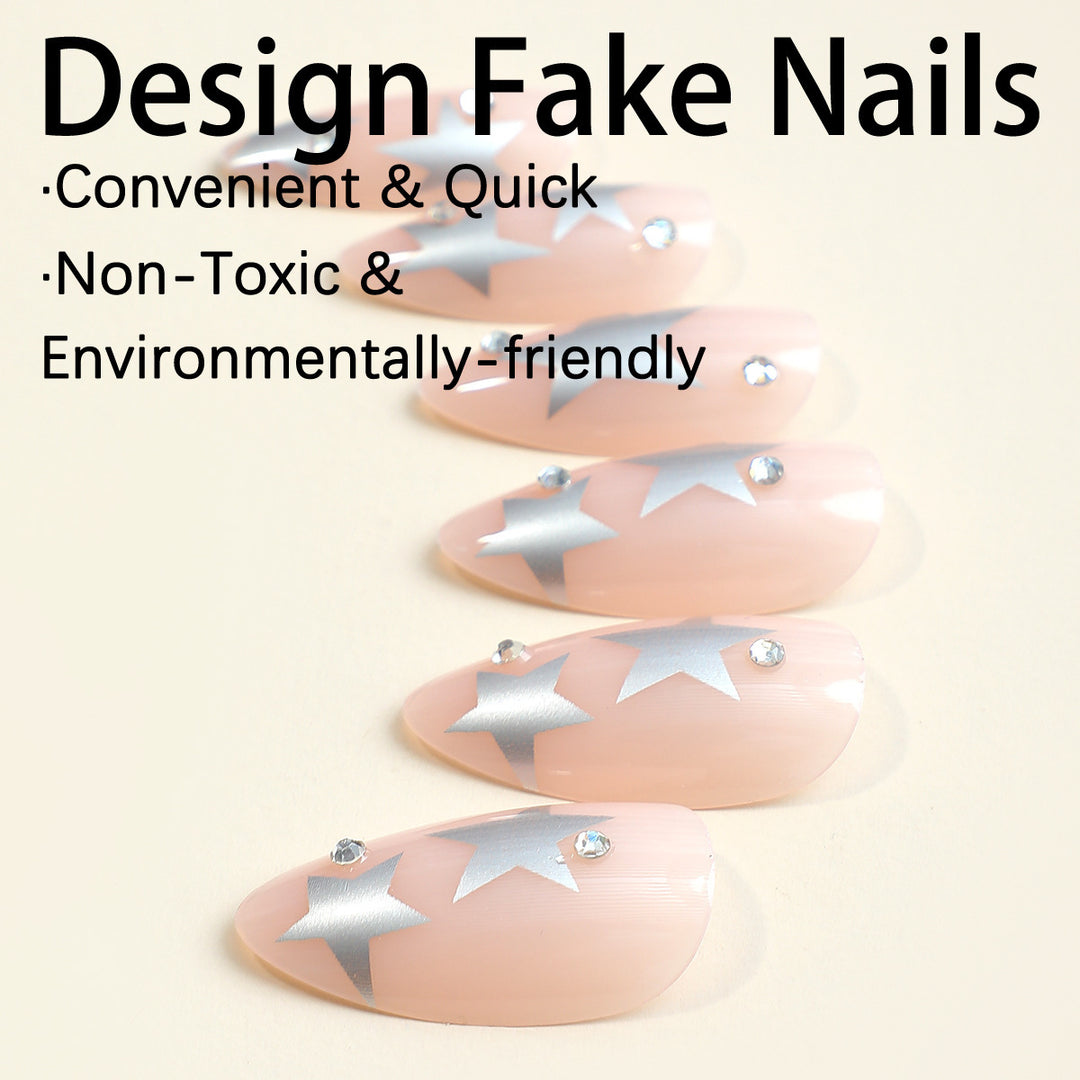Acrylic nail set with glamorous star accents Bowlift