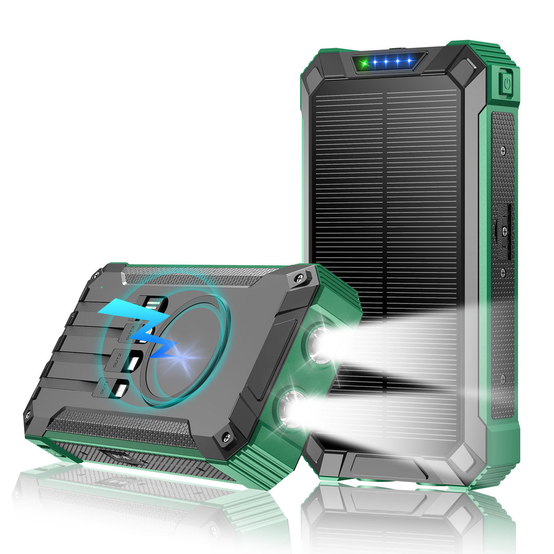 High-performance solar power bank with double LED light and fast charging function Bowlift