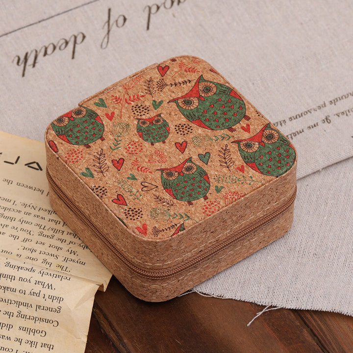 Compact Floral Cork Jewelry Travel Organizer Case Bowlift