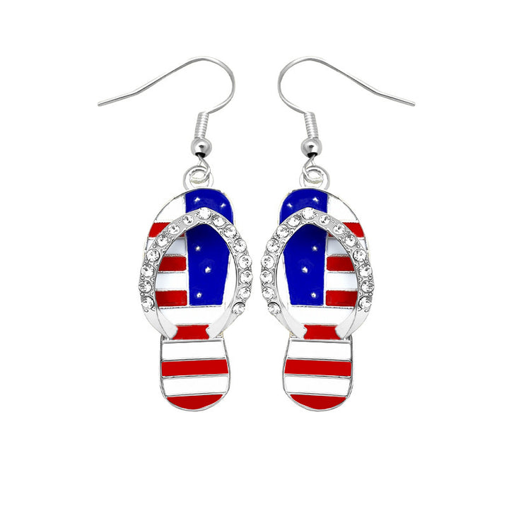 Women's earrings in flip-flop design with crystal embellishment and enamel flag motif Bowlift