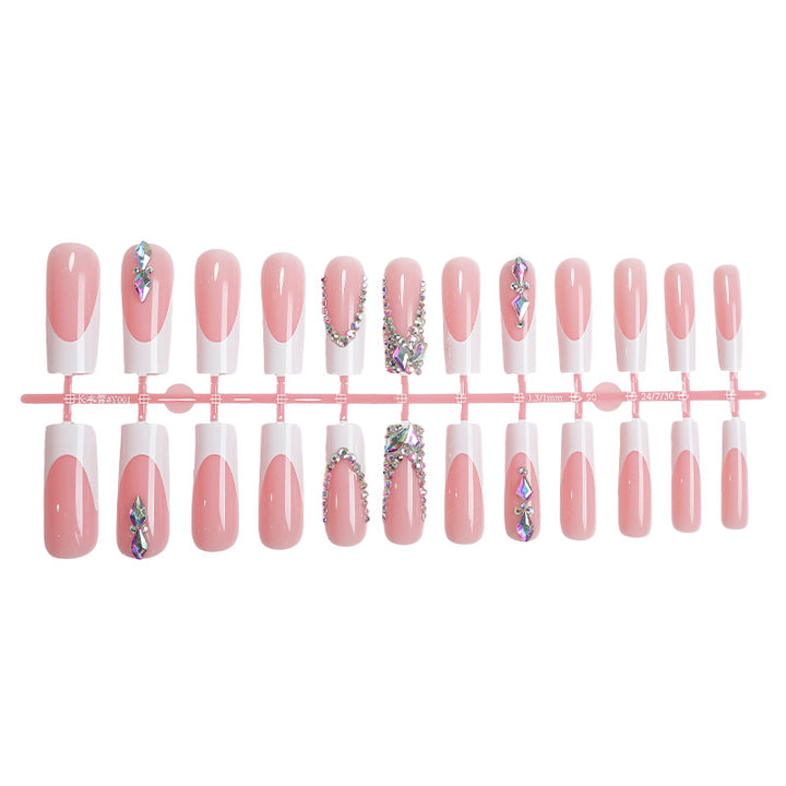Decorative Press-On Nail Set with Gemstone Accents Bowlift