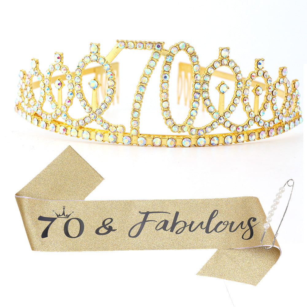 Women Crystal-Embellished Birthday Crown with Personalized Sash Bowlift