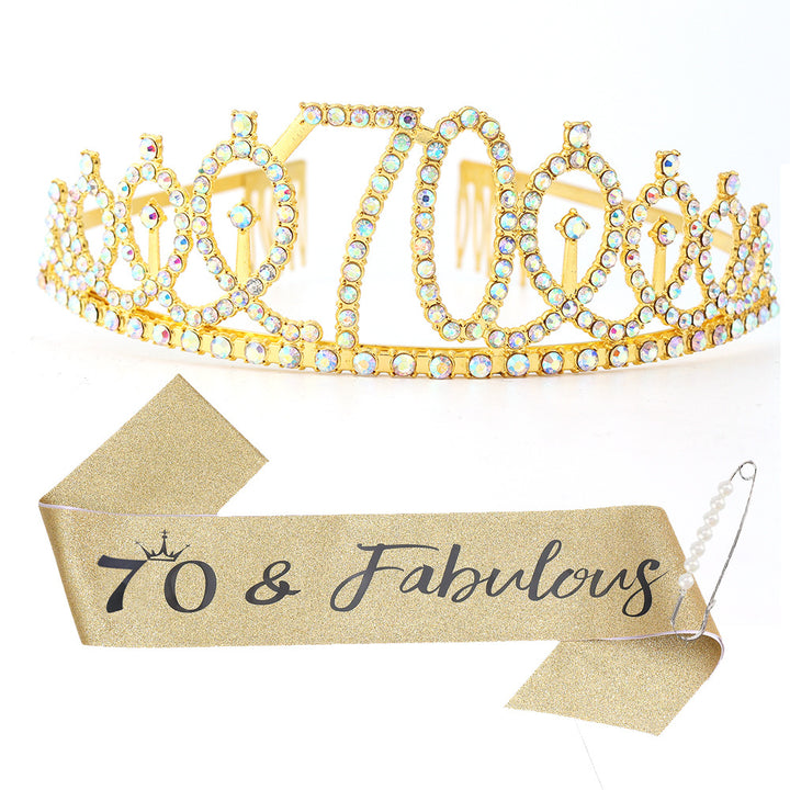 Women Crystal-Embellished Birthday Crown with Personalized Sash Bowlift