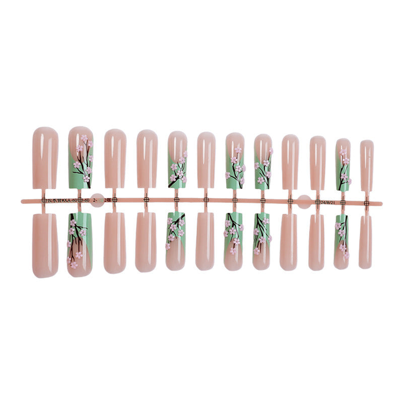 Artificial nail set with delicate flower and natural tones Bowlift