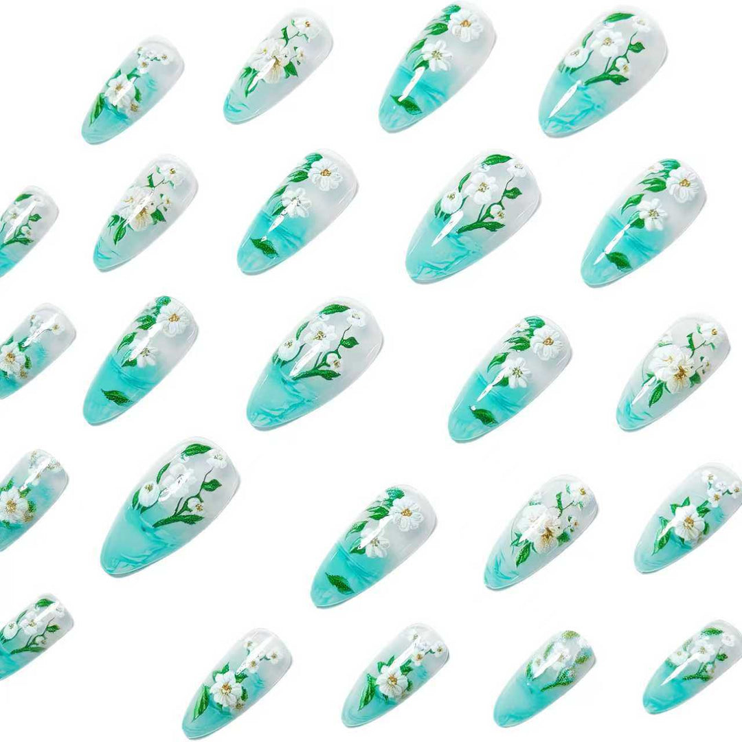 Elegant Artificial Nails in Floral Design Bowlift