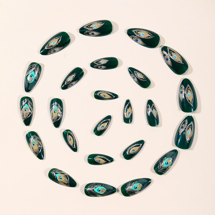 Peacock-Inspired Nail Art Extensions Bowlift