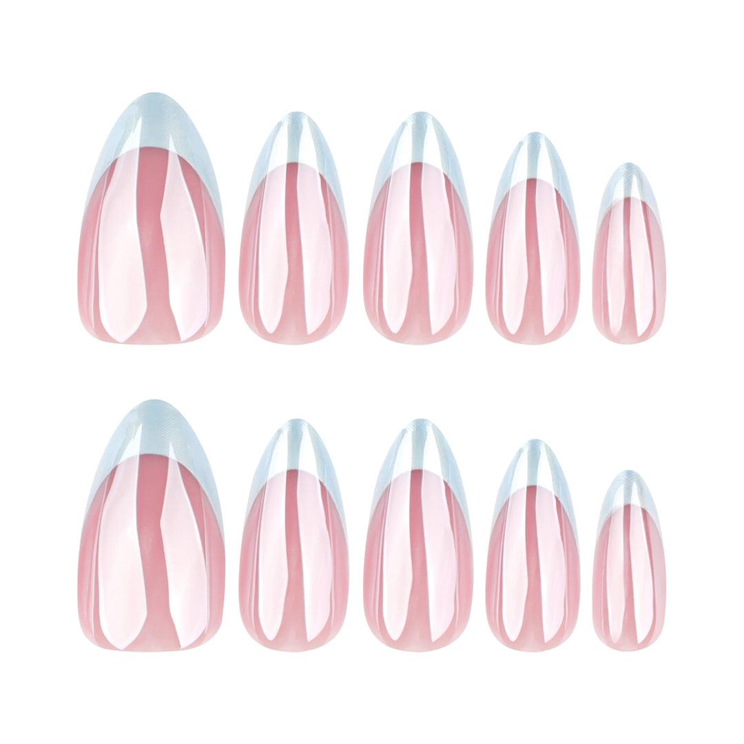 Elegant stiletto nails with high-gloss French tip design Bowlift