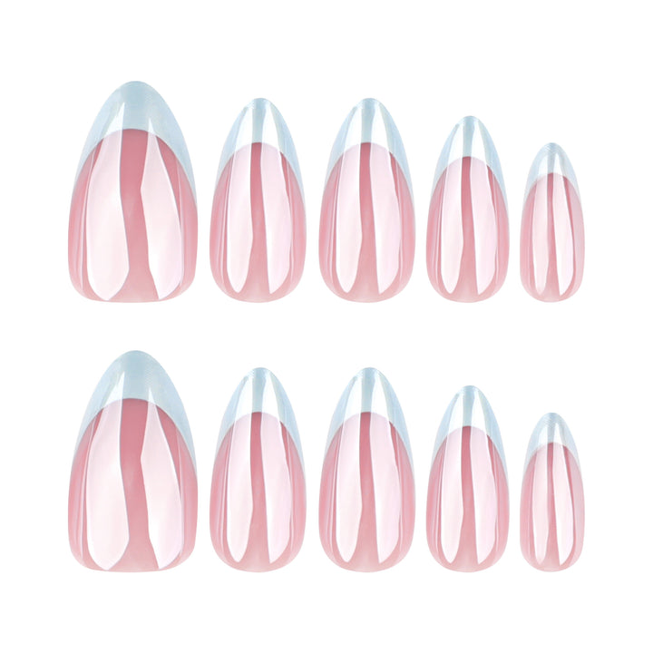 Elegant stiletto nails with high-gloss French tip design Bowlift
