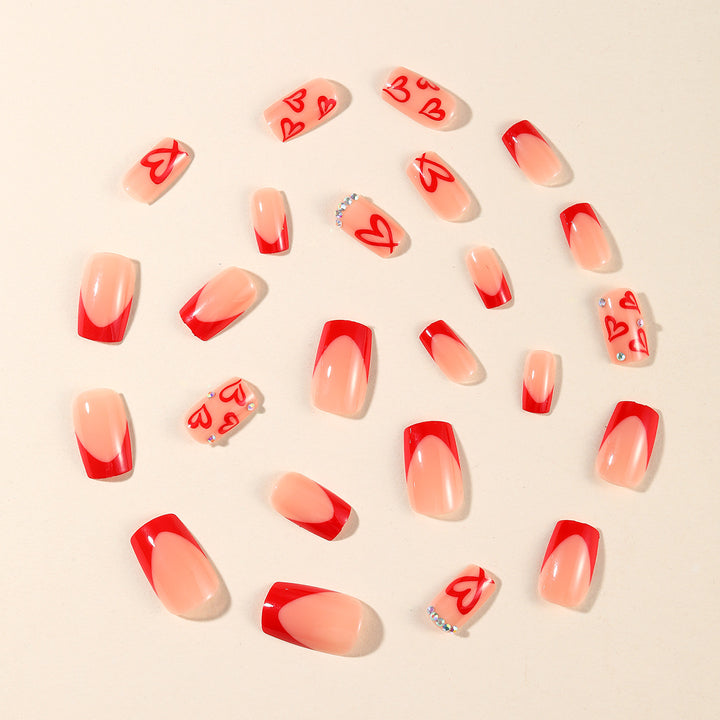 Decorative Heart-Inspired Acrylic Nail Art Extensions Bowlift