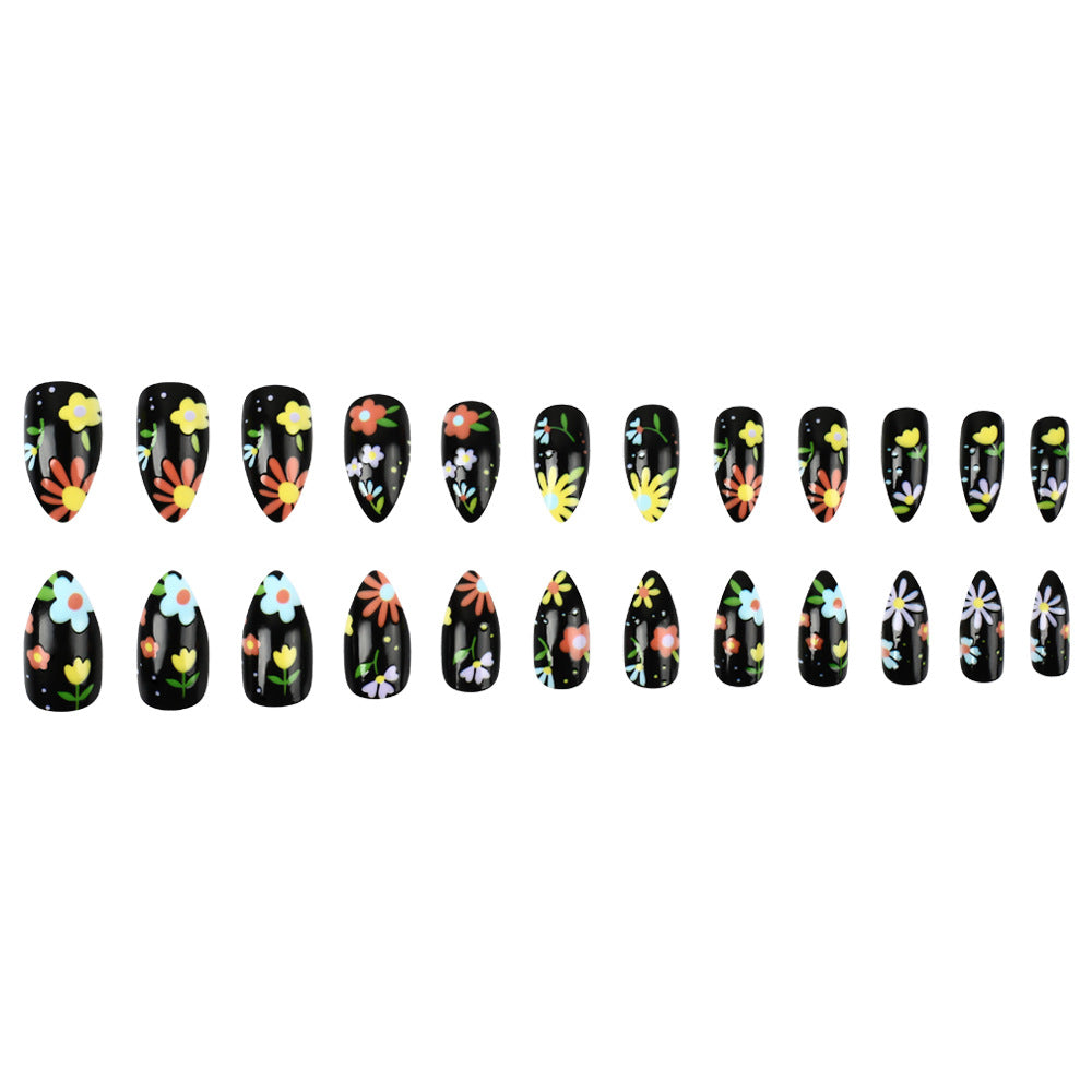 Floral Artistic Press-On Nails Bowlift