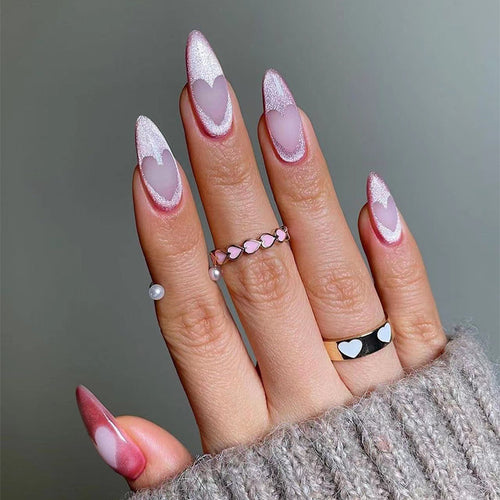 Artful Nail Extensions with Heart Design Bowlift