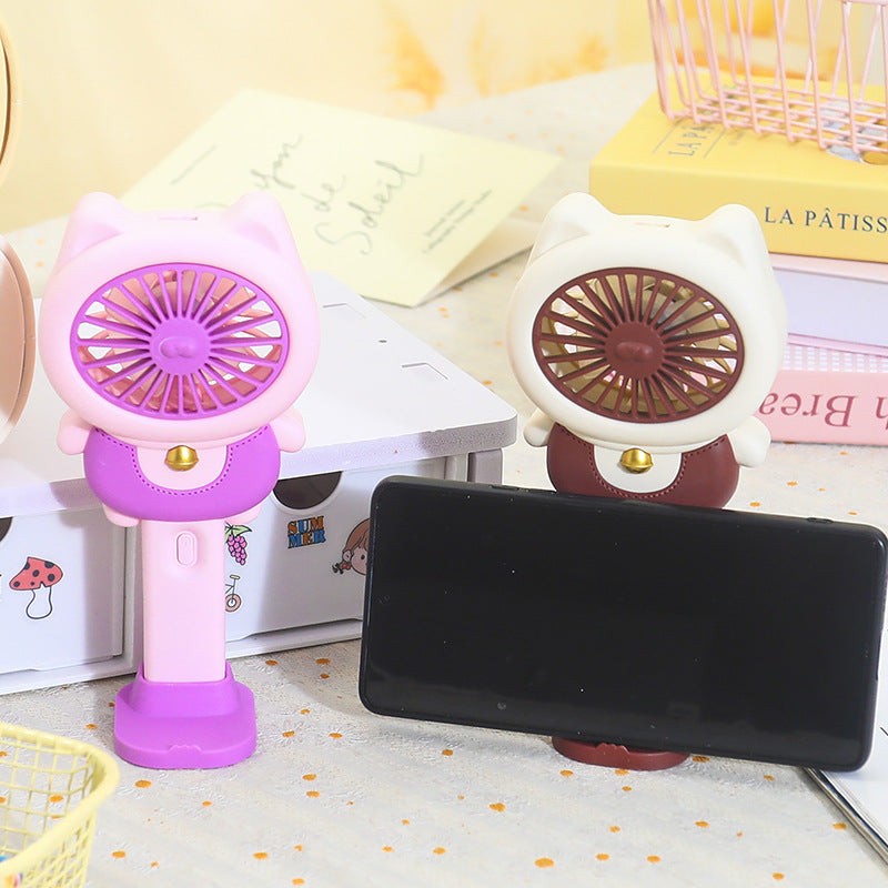 Women's portable mini hand fan with cat design Bowlift