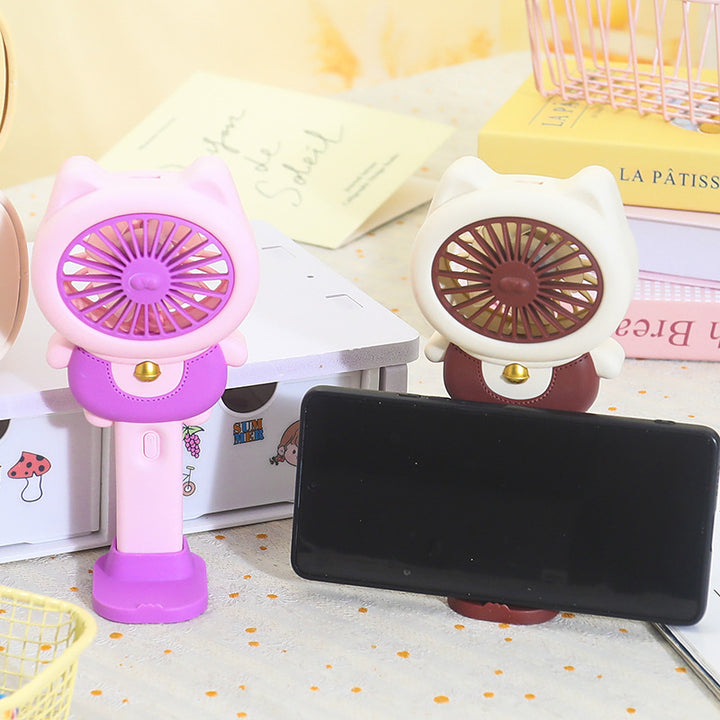 Women's portable mini hand fan with cat design Bowlift