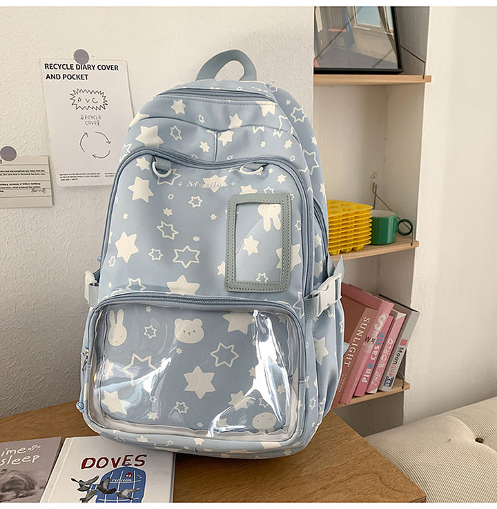 Star-Patterned Transparent Front Backpack Bowlift