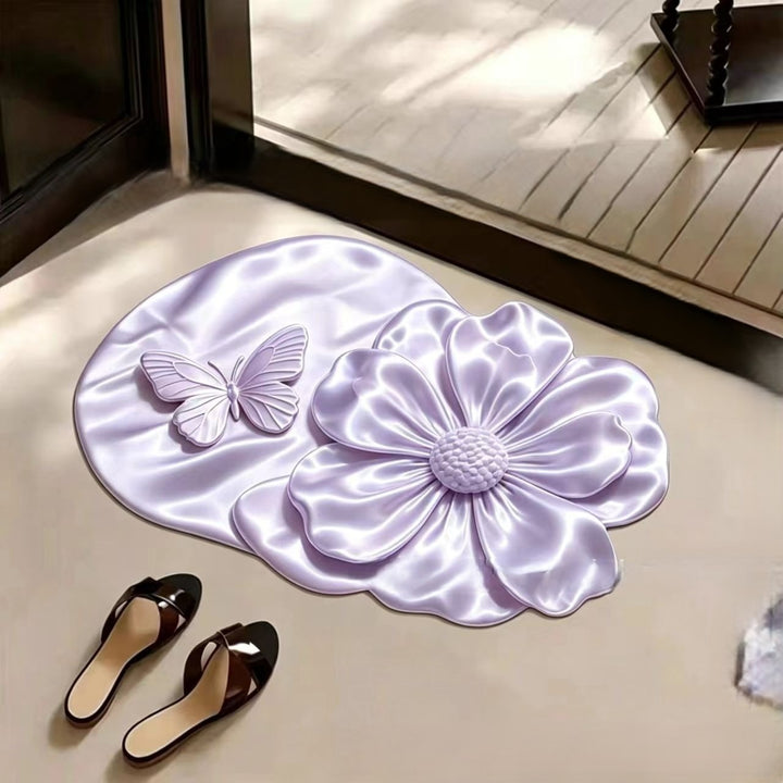 Floral Print Plush Area Rug