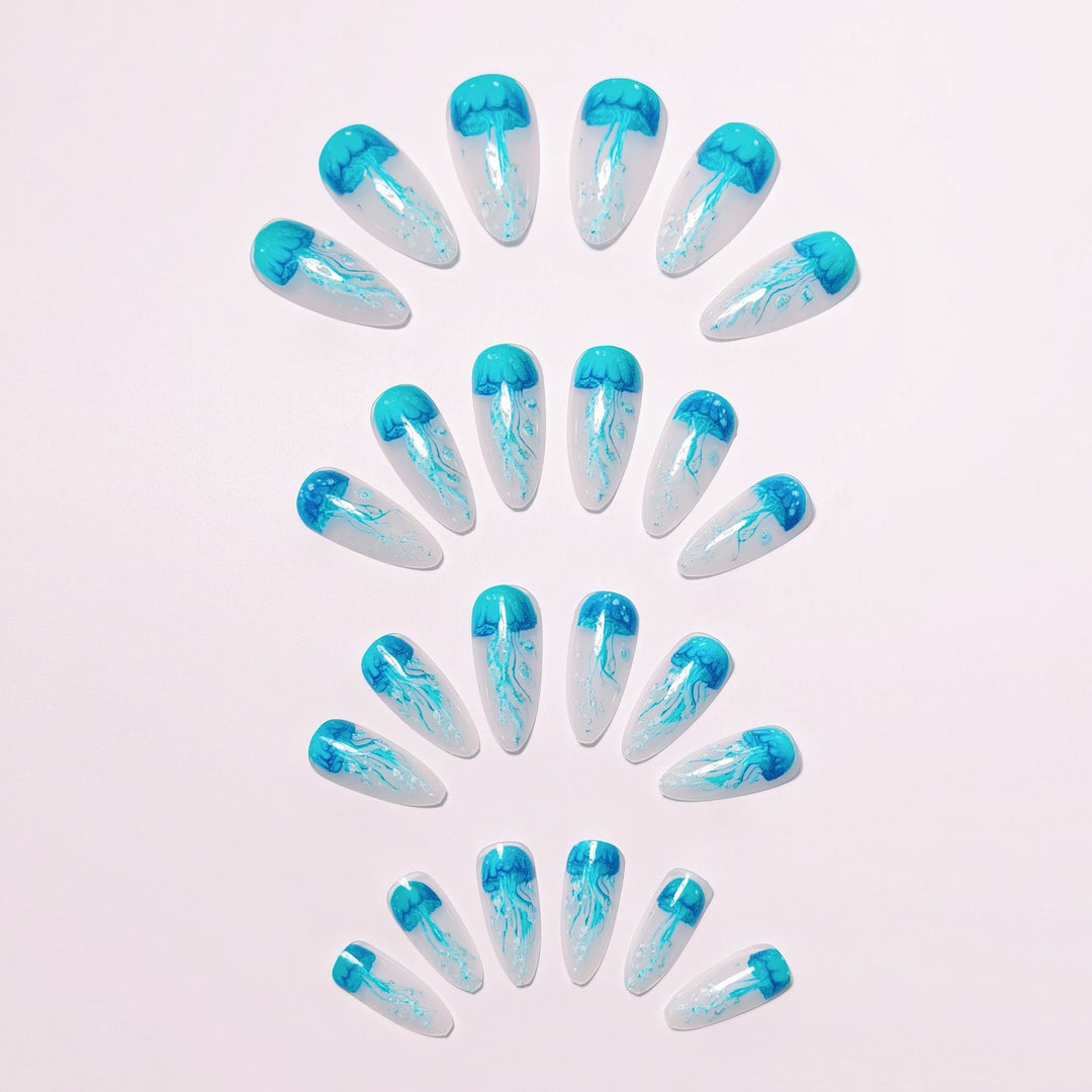 Artistic Jellyfish Design Nail Art Bowlift