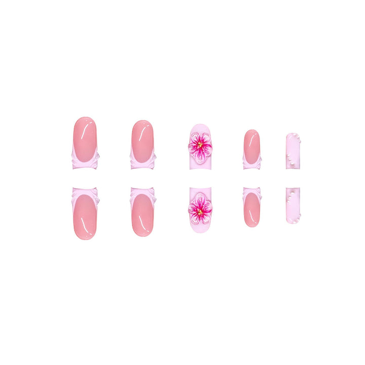 Decorative Floral Press-On Nail Extensions Bowlift