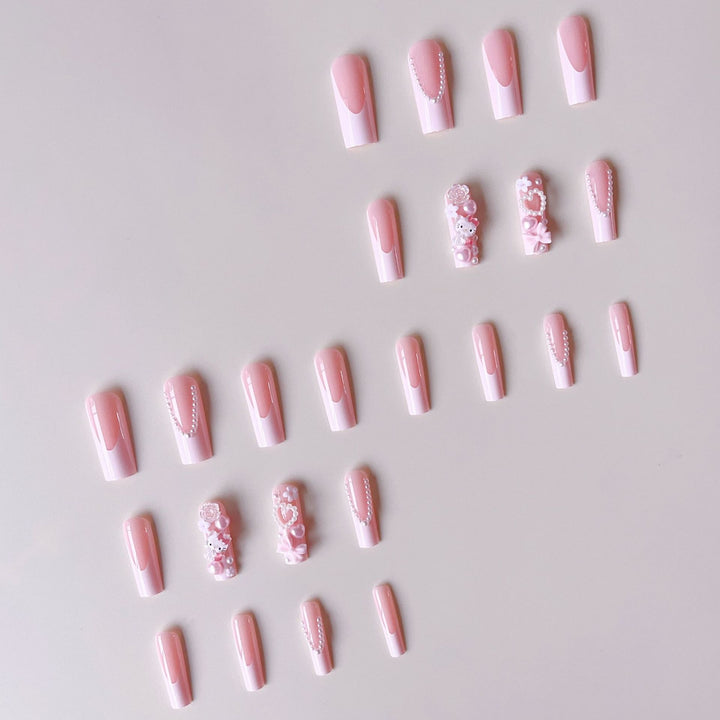 Acrylic nail set with playful 3D accents and pearl details Bowlift