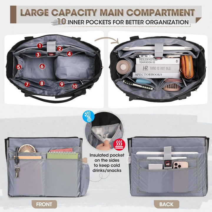 Multifunctional tote bag with structured interior layout and removable compartments Bowlift