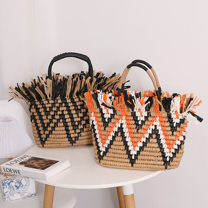 Stylish straw bag with eye-catching pattern Bowlift