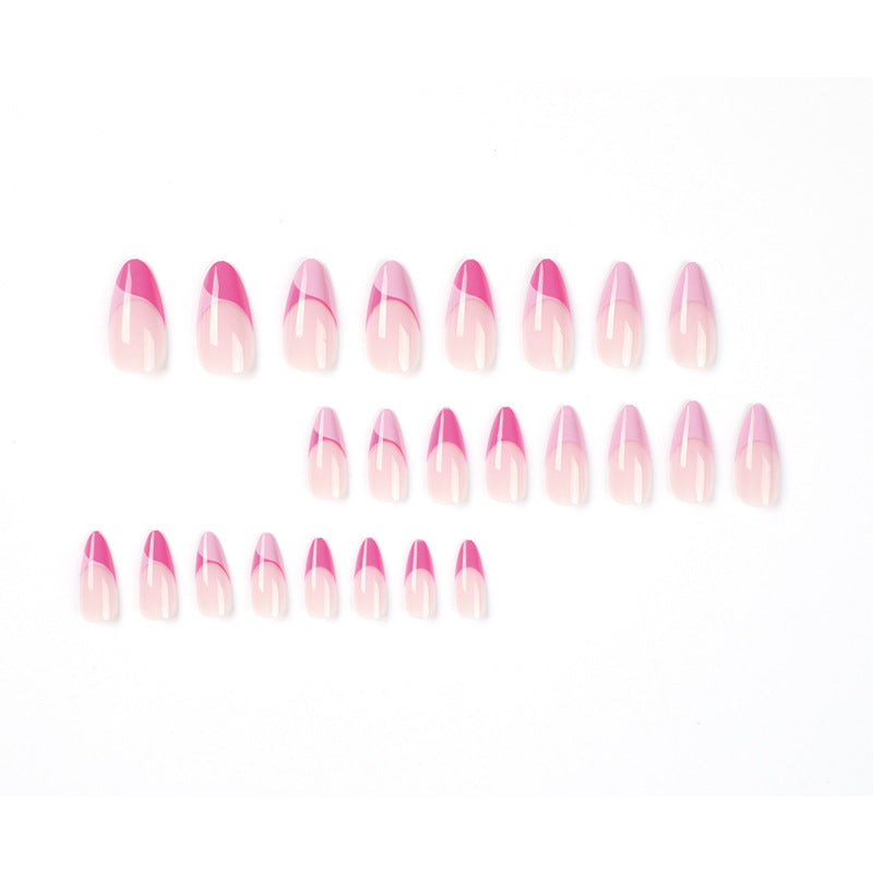 Artificial nail extensions with elegant glitter French tip design Bowlift