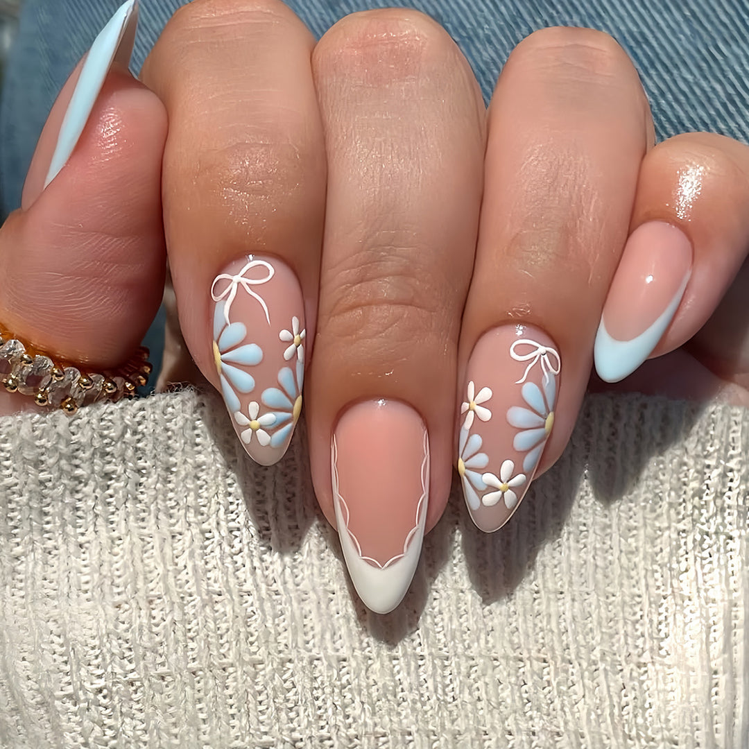Floral Decorative Press-On Nails Bowlift
