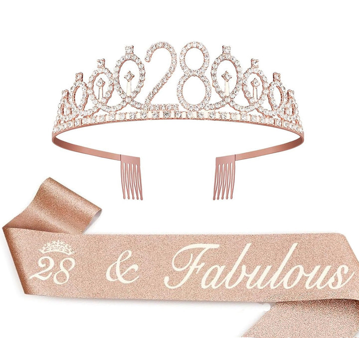 Ladies Crystal Princess Crown with 30 & Fabulous lettering Bowlift