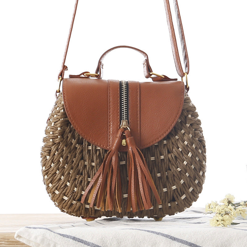 Handbag with Unique Woven Design and Elegant Flap Bowlift