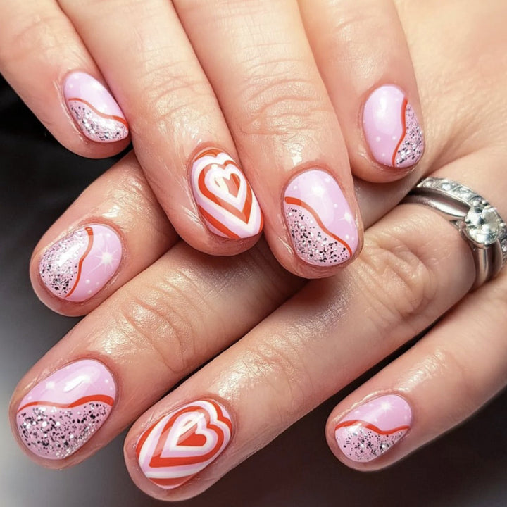 Heart-Themed Gel Nail Art Bowlift