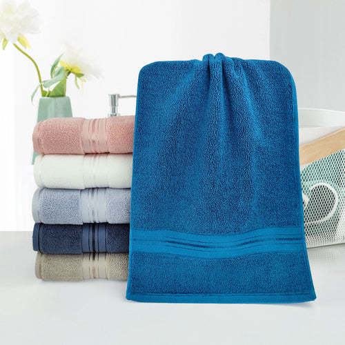 Premium Terry Bath Towel With Elegant Striped Border Bowlift