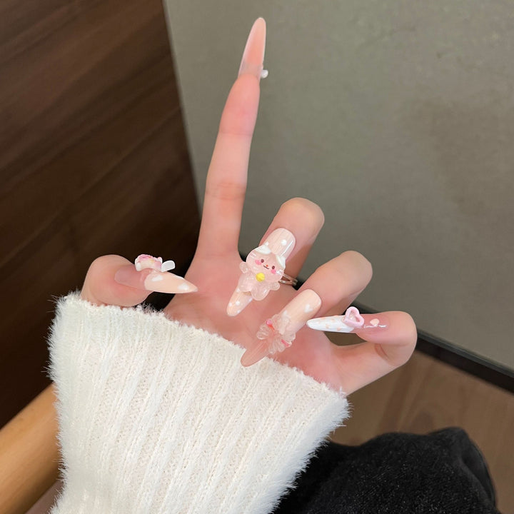 Whimsical 3D Character-Themed Press-On Nail Set Bowlift