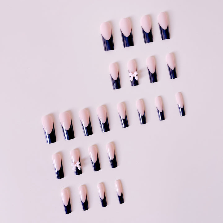 Artful Nail Extensions with Bow Design Bowlift