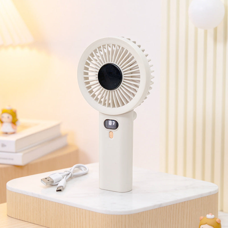 Women Portable Hand Fan with Temperature Regulating Display Bowlift