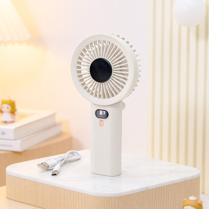 Women Portable Hand Fan with Temperature Regulating Display Bowlift