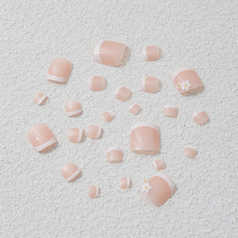 Artificial nail set with elegant flower and French tip designs Bowlift