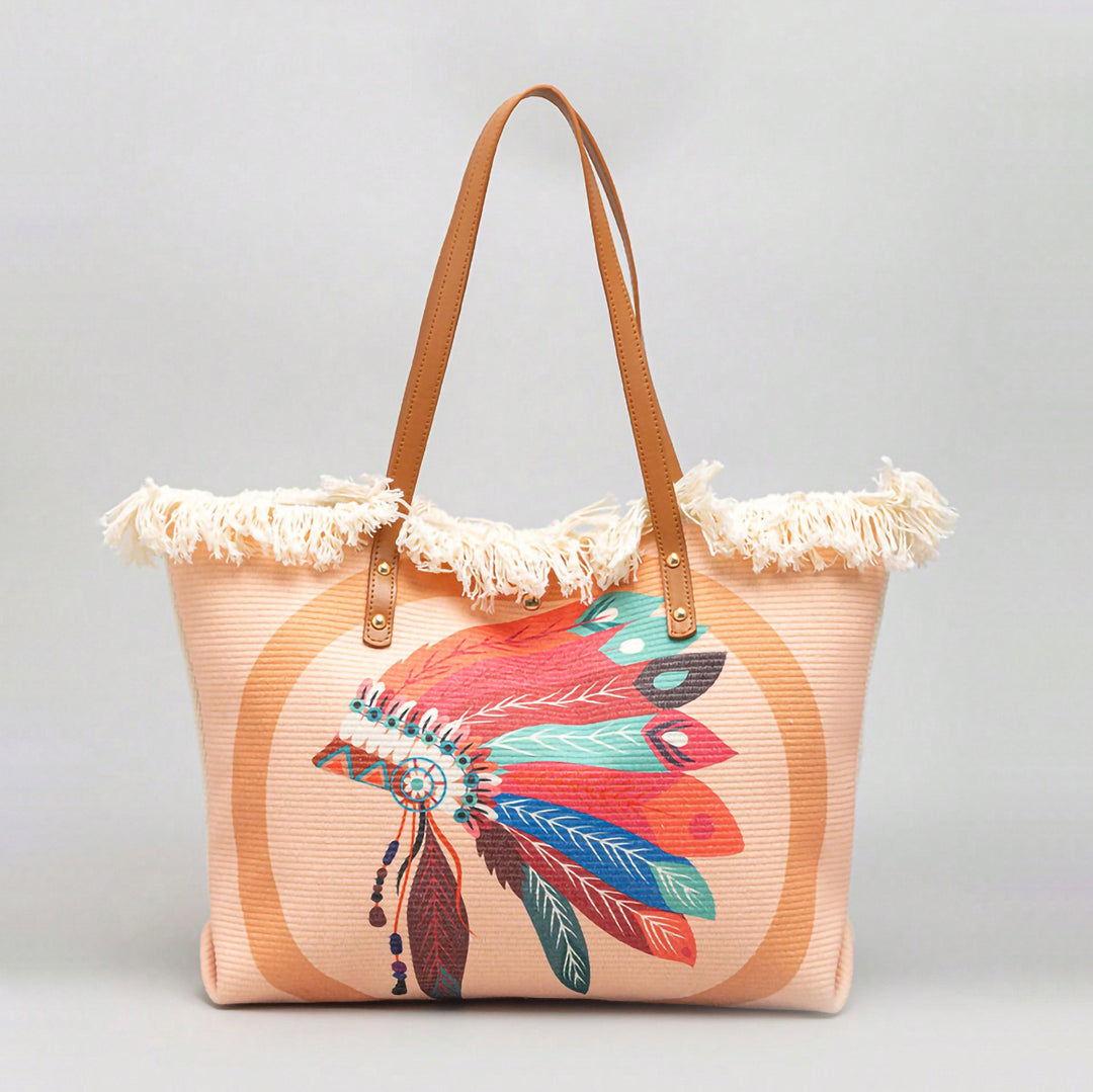 Beach bag with Unique Feather Design Bowlift