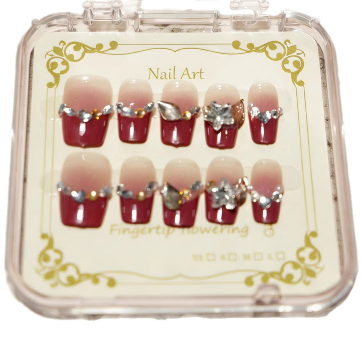 Decorative Rhinestone-Embellished Press-On Nail Tips Bowlift