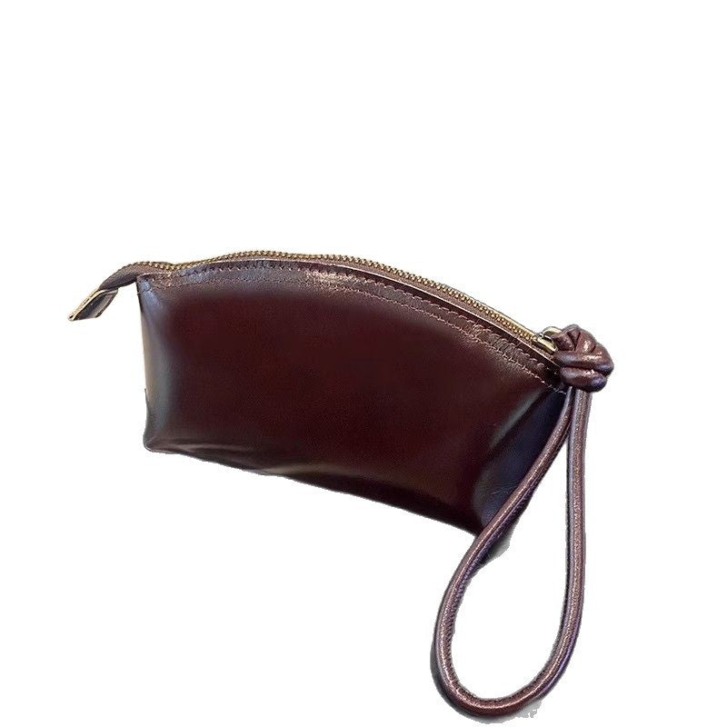 Sleek Faux Leather Zippered Cosmetic Bag Bowlift