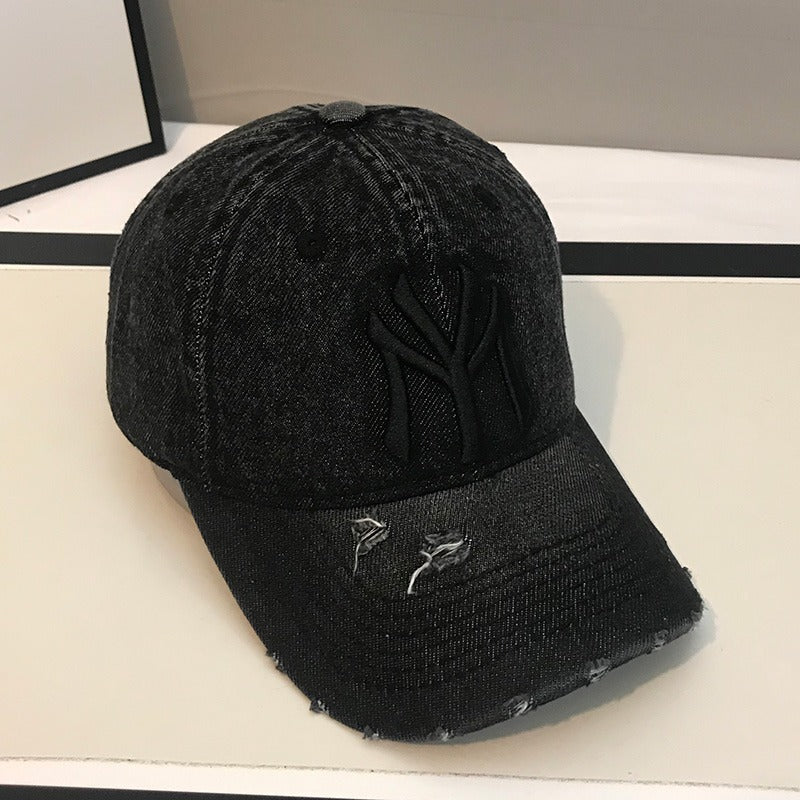 Men's Distressed Denim Baseball Cap Bowlift 1784188165